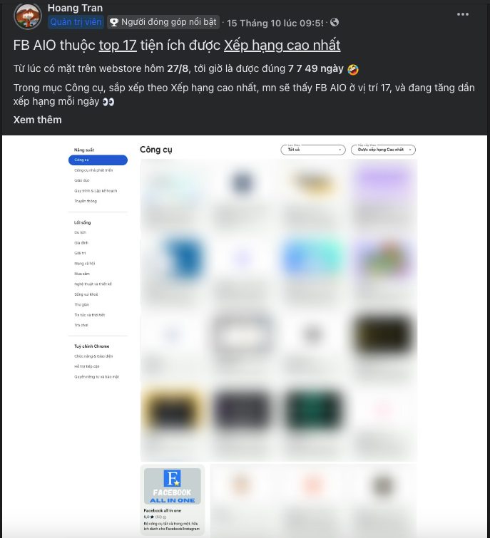 FB AIO dẫn đầu xếp hạng webstore 🤯 – hình 2