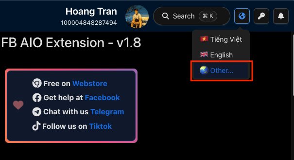 FB AIO: Đa ngôn ngữ - Multilanguage 🌏 – hình 2