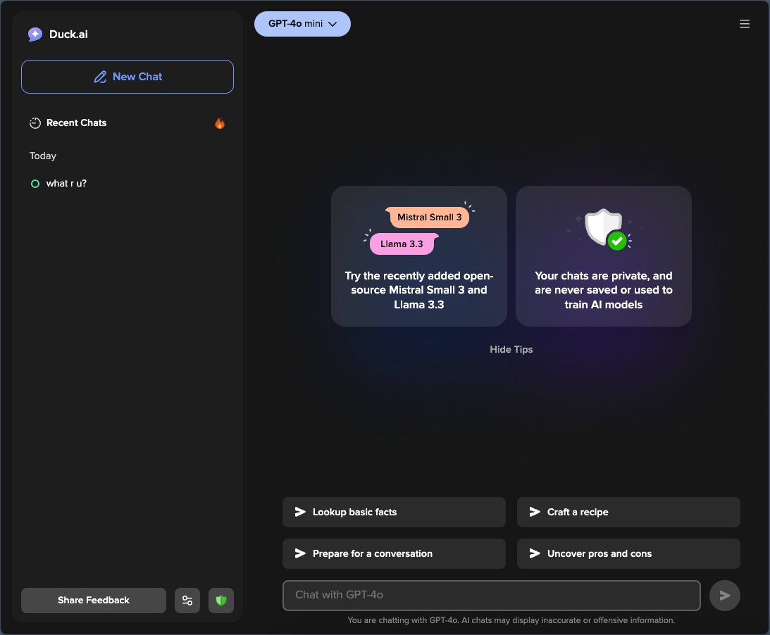 Duck.ai - AI Chatbot chú trọng quyền riêng tư của DuckDuckGo… – hình 1