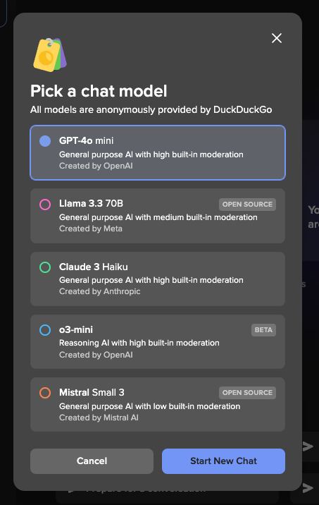 Duck.ai - AI Chatbot chú trọng quyền riêng tư của DuckDuckGo… – hình 2