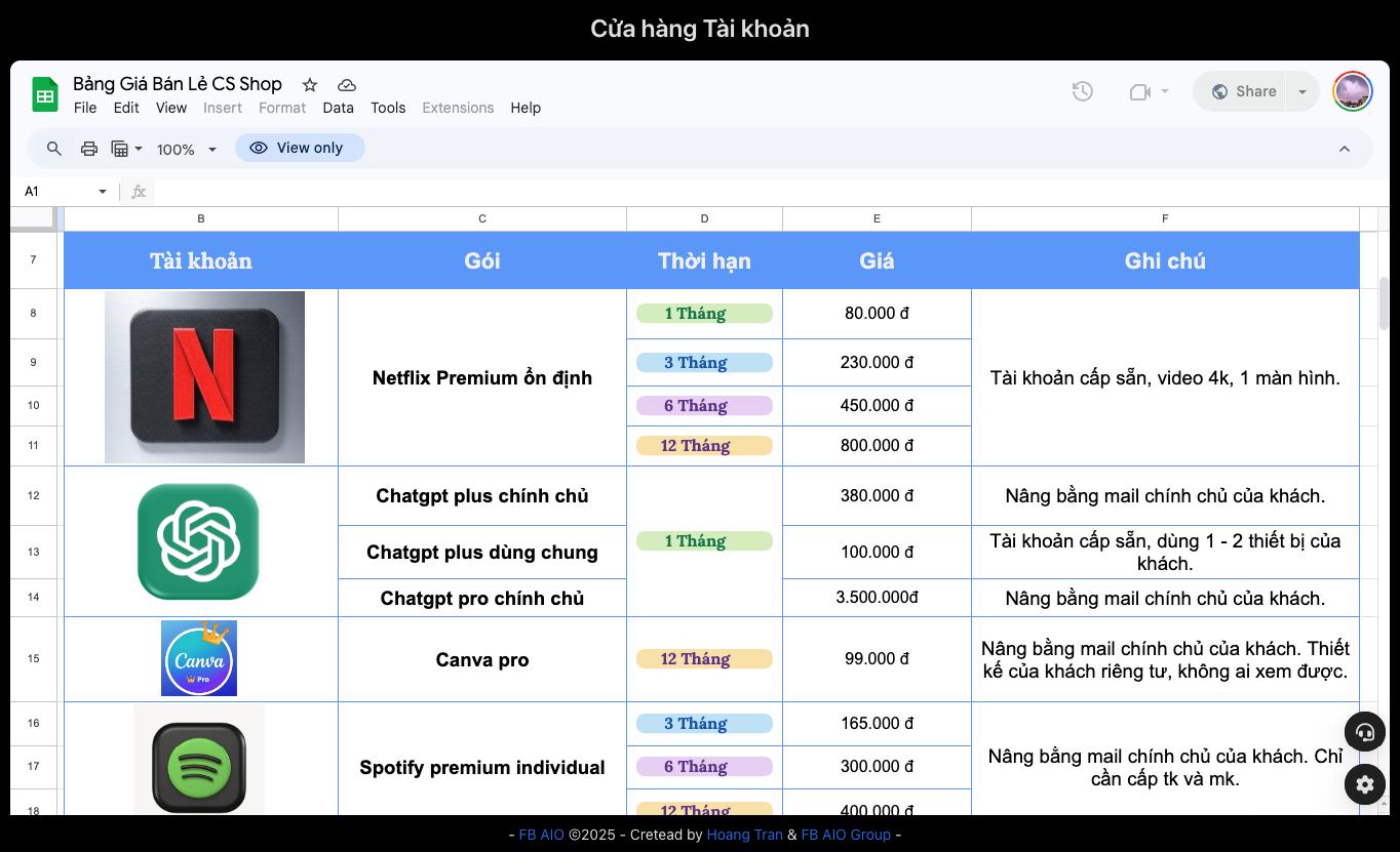 FB AIO - Cửa hàng Tài khoản mới 🌟 – hình 1