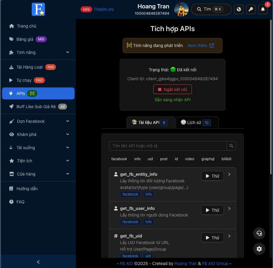 Truy cập mọi apis của FB AIO 🌟 – hình 1