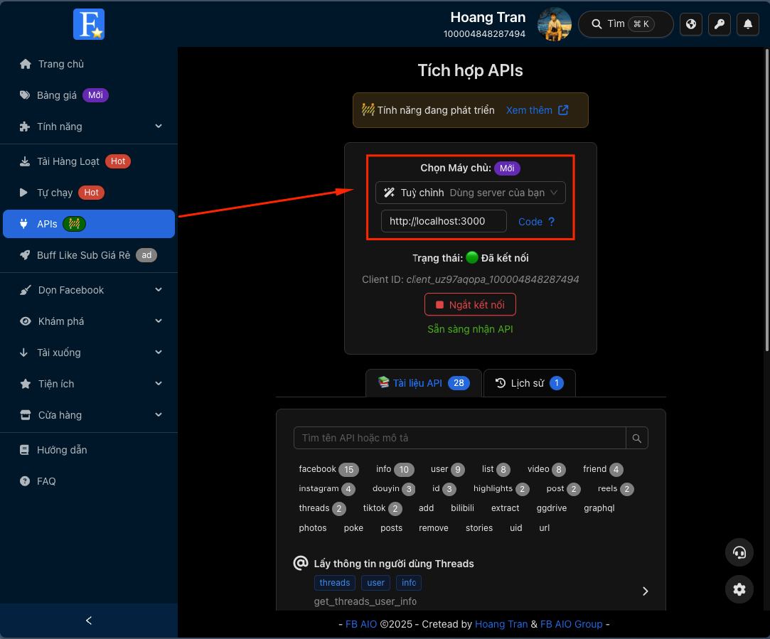 FB AIO APIs - Hỗ trợ tự tạo server local 🌟 – hình 1