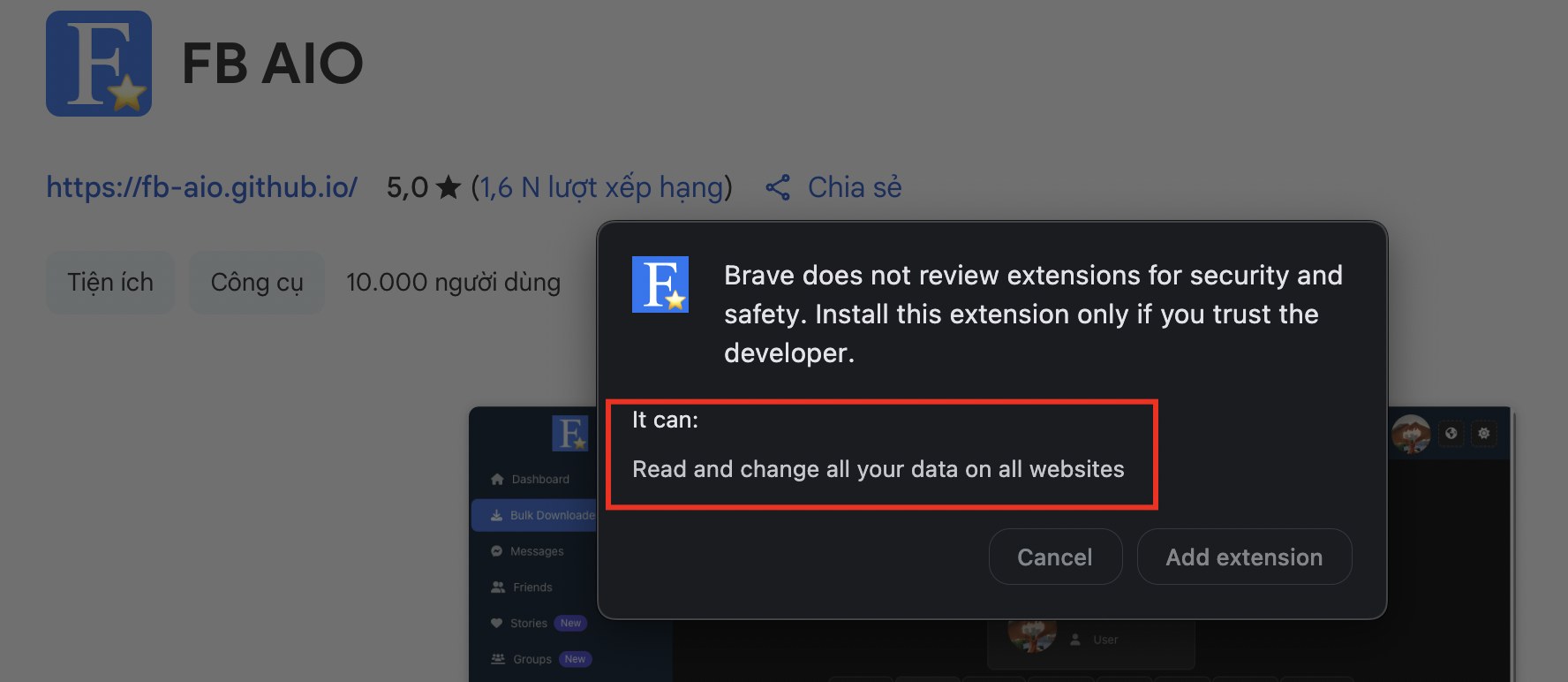 Thấy nhiều bác ngại, ngay khúc cài extension FB AIO 👀 – hình 1