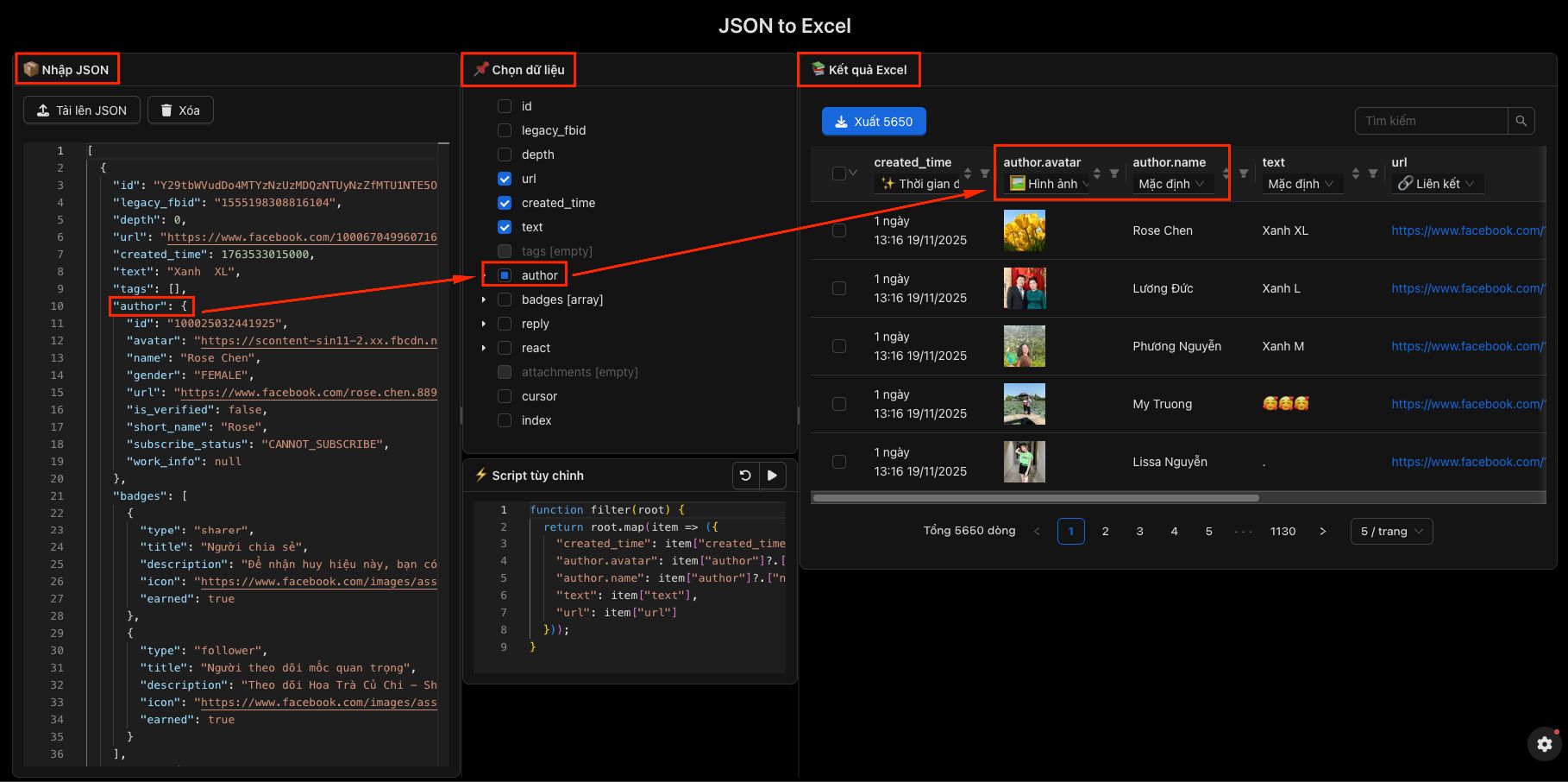 🚀 Công cụ JSON → Excel nhà trồng cho anh em FB AIO 😎 – hình 1