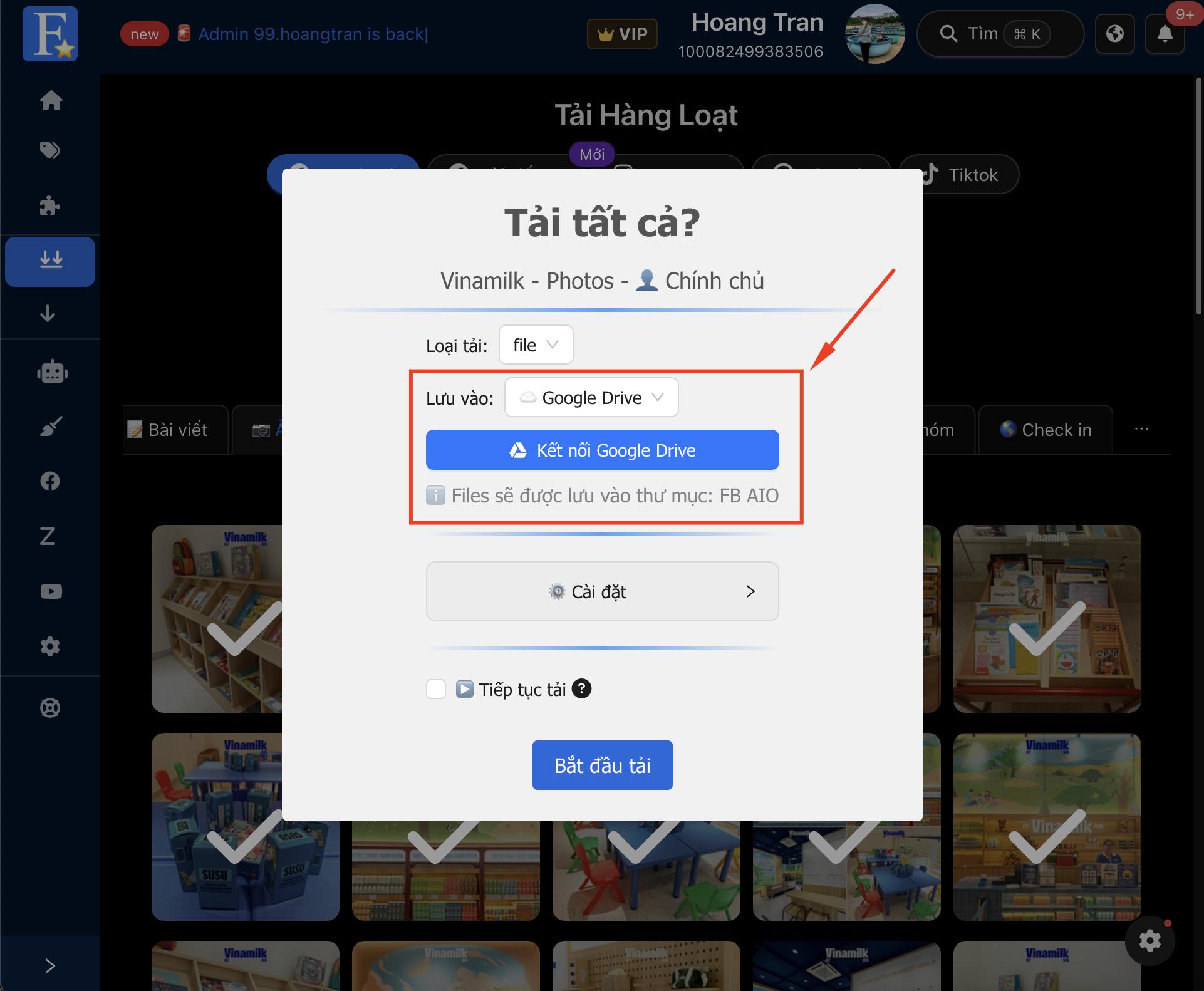 FB AIO x GGDrive: hỗ trợ lưu thẳng lên drive cá nhân🌟 – hình 1