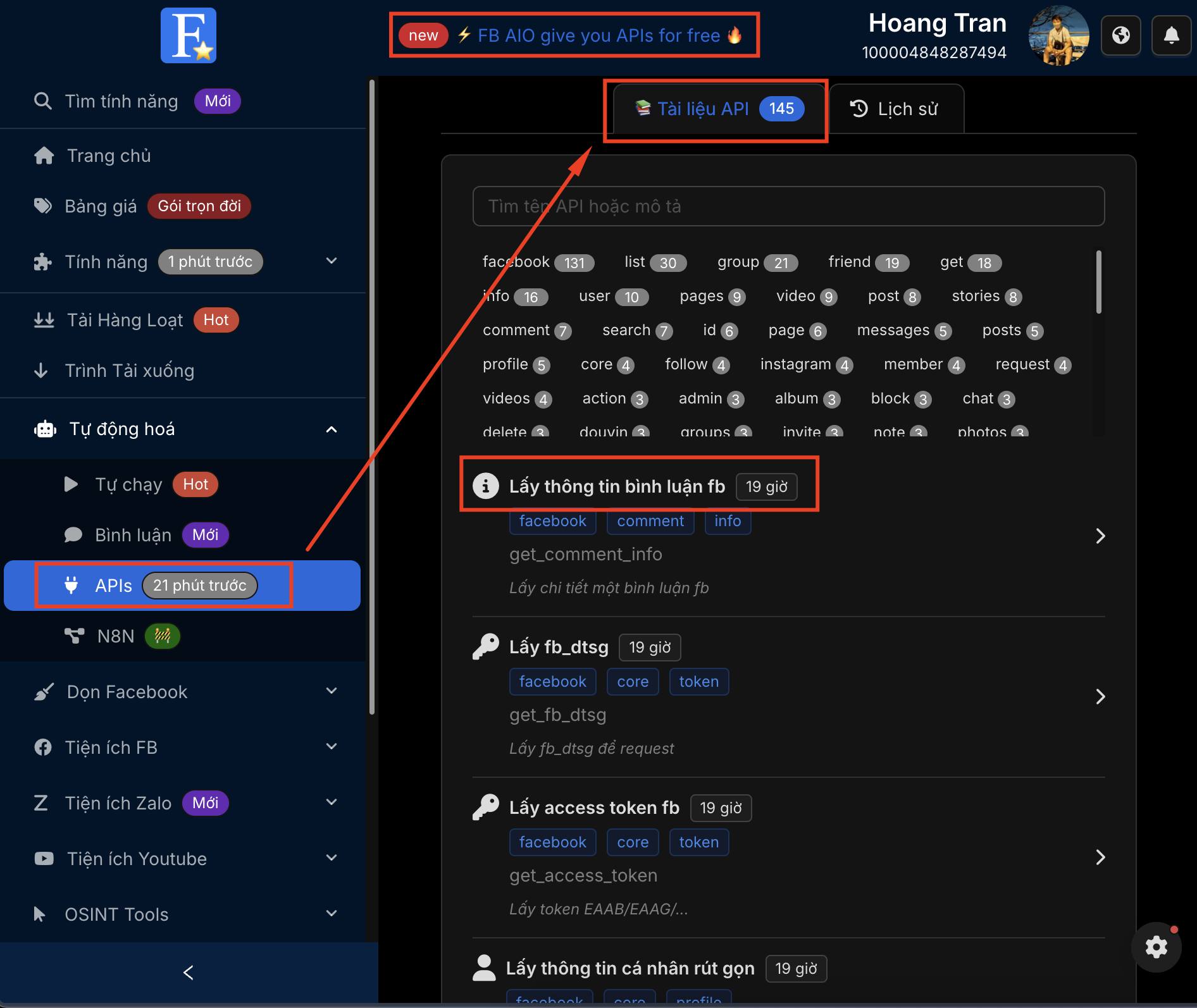 Công khai toàn bộ 145 API của FB AIO 🤯 – hình 1